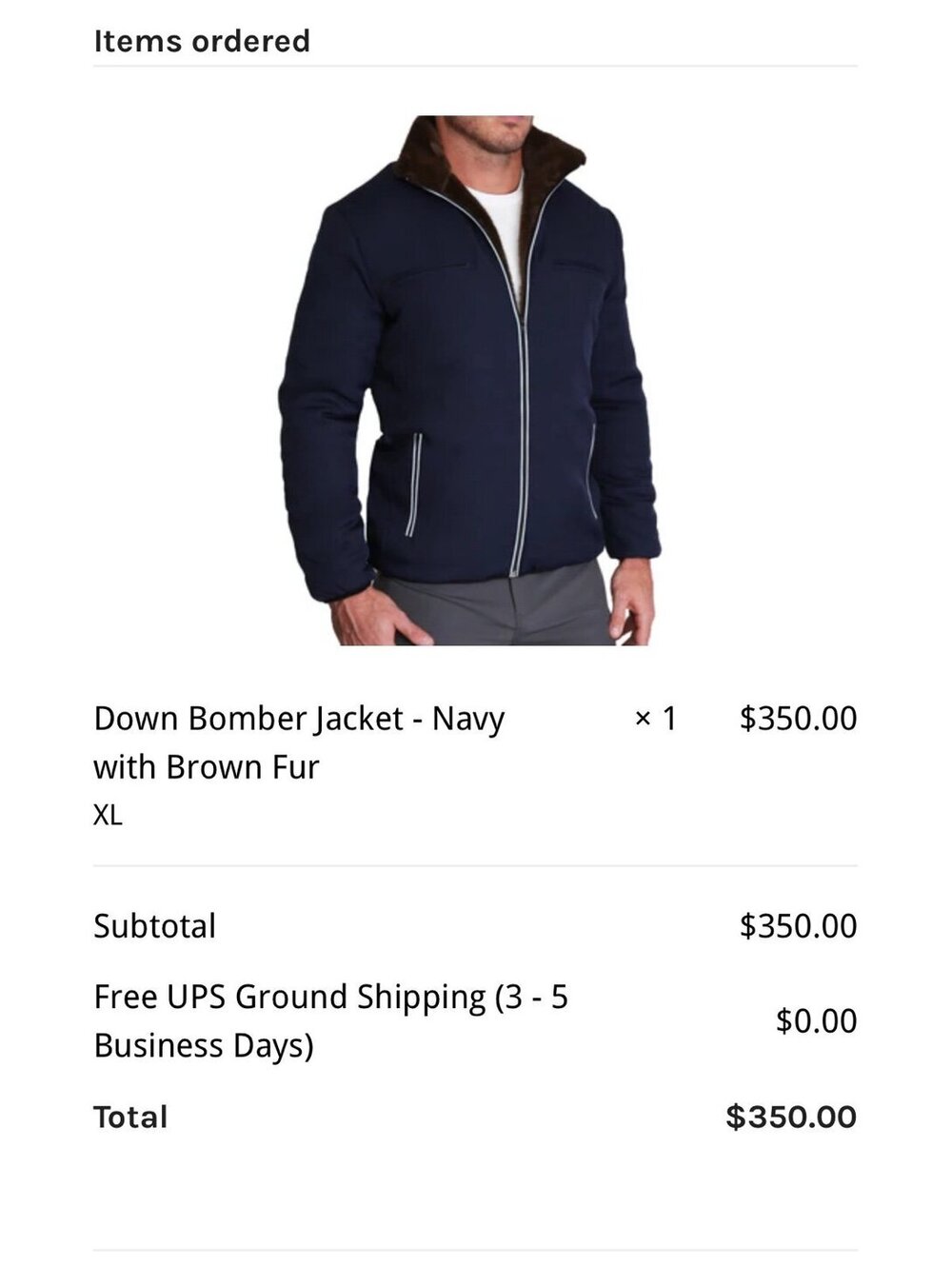 Men’s Fur lined navy down jacket